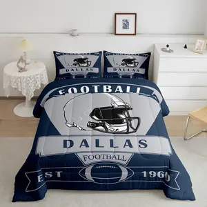 Feelyou Breathable Microfiber Dallas Football Bedding Set - Digital-Printed, Multi-Size American City Comforter Set for Football Fans