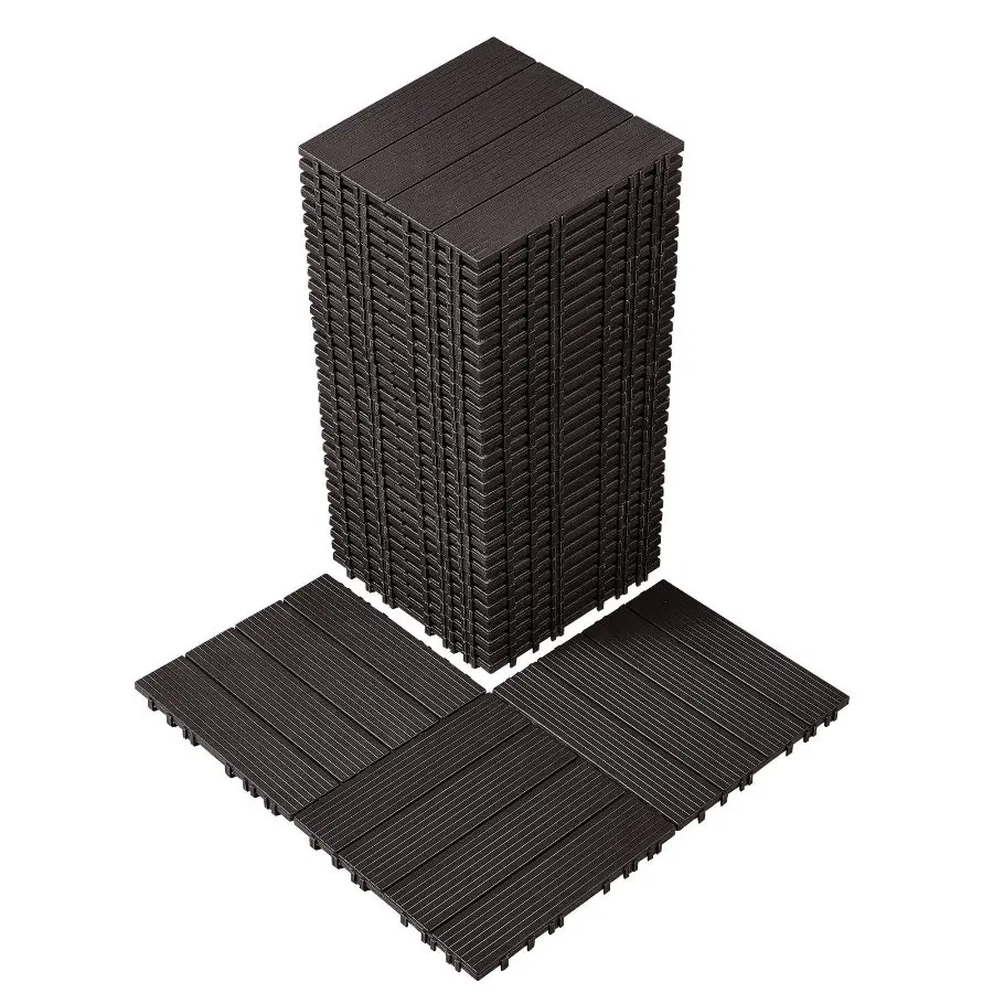 【DealsForYouDays】fathersdaygift VEVOR Interlocking Deck Tiles, 36 Pack, 11.6x11.6 36 sq.ft Plastic Waterproof Outdoor Flooring All Weather Use, Patio Floor Decking Covering Tiles for Porch Poolside Balcony Backyard, Dark Brown