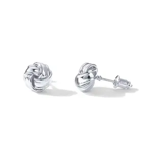 14K Gold Plated Sterling Silver Post Love Knot Stud Earrings - Gold Earrings for Women