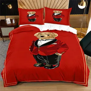 Teddy Bear Themed Decorative Duvet Cover (Including 1 Duvet Cover And 1-2 Pillowcases), Bedding Set, Suitable For Decorating Bedrooms And Rooms For Teenagers And Adults