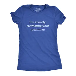 Womens Silently Correcting Your Grammar Funny T Shirt Nerdy Sarcastic Novelty Tee Funny Womens T Shirts Cute Vintage Fashion Casual Ladies T-Shirt Gift Sarcastic Tops for Women Funny Nerd Top Women's Novelty