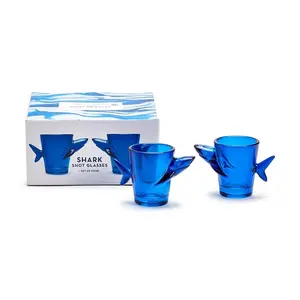 Great White Shark Set of 4 Shot Glasses in Gift Box