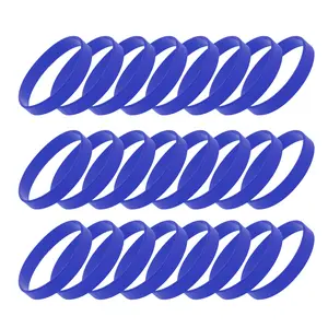 Unique Bargains Solid Silicone Bracelets Dark Blue 24 Pcs