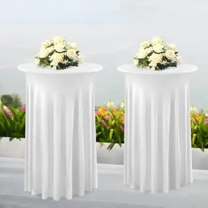 White Fitted Highboy Table Skirts 2-Pack | Wrinkle-Free Stretchy Covers for Weddings, Holiday & All Special Events
