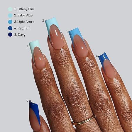 BTArtboxnails XCOATTIPS French Tip Press On Nails - Blue Short Square Fake Nail Tips, 160Pcs Soak Off Soft Gel Acrylic Nail Extension in 16 Sizes BTArtboxnails XCOATTIPS French Tip Press On Nails - Blue Short Square Fake Nail Tips, 160Pcs Soak Off Soft Gel Acrylic Nail Extension in 16 Sizes