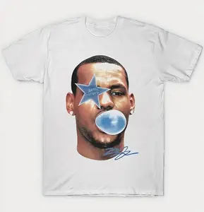 Lebrons James Allstars Bron Vintage-Inspired T-Shirt | 100% Cotton, Round Neck, Short Sleeve | Unique Basketball Star Design with "BUBBLE" Text | Men's Casual & Retro Style | Hand Wash or Dry Clean.......