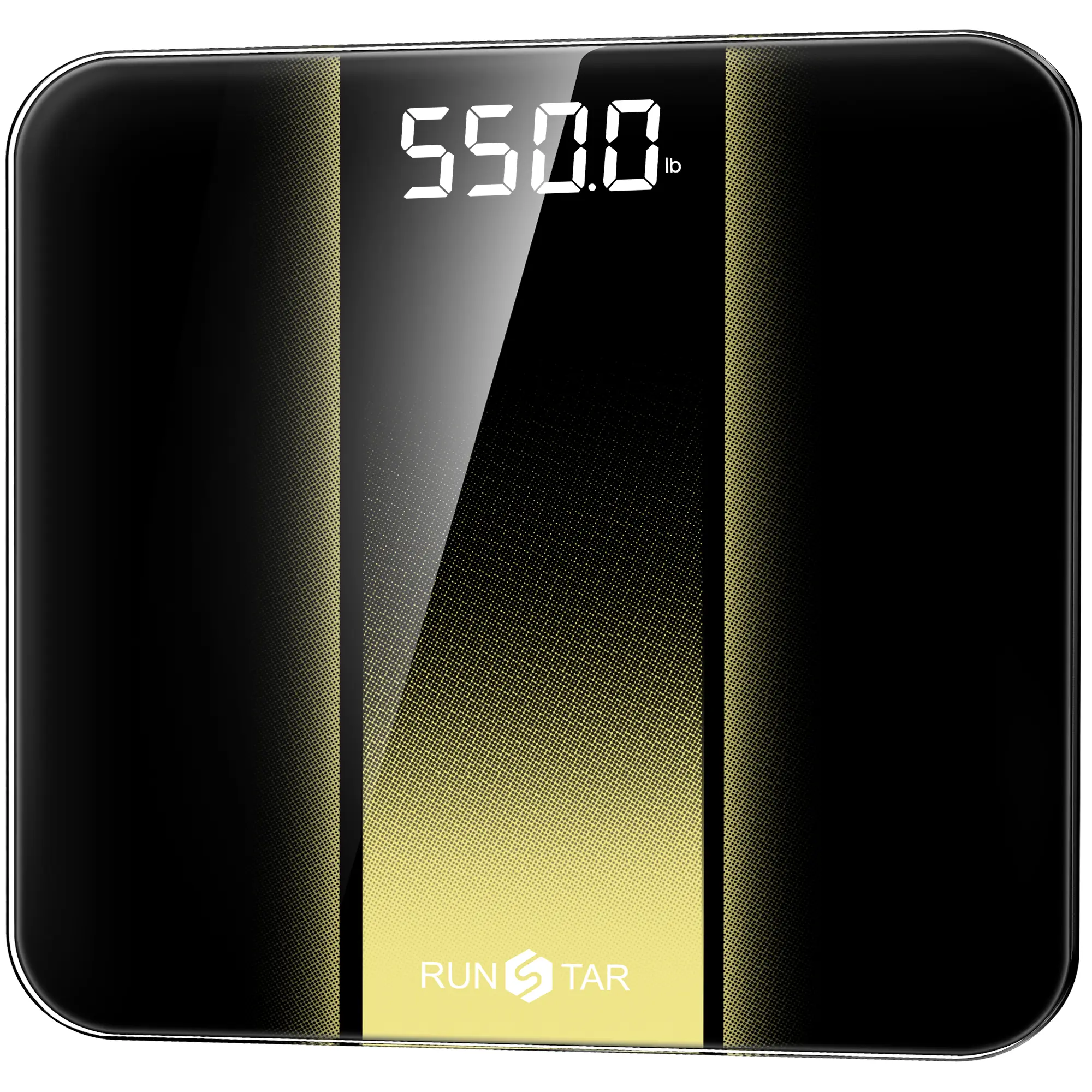 RunStar D550Pro Upgraded Digital Bathroom Weight Scale - 550lbs Capacity, 13-in Sturdy 8mm Tempered Glass, Extra-Large Bright LED Display, Baby & Pet Mode, Battery Powered (Dry Battery Power), Durable Design