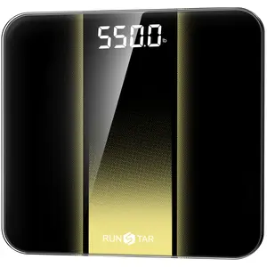 RunStar Upgraded 550lbs Scale for Body Weight, 13-Inch Digital Bathroom Scale with Baby & Pet Mode, Extra-Large Bright LED Display, 8mm Tempered Glass for Accurate and Durable, D550Pro