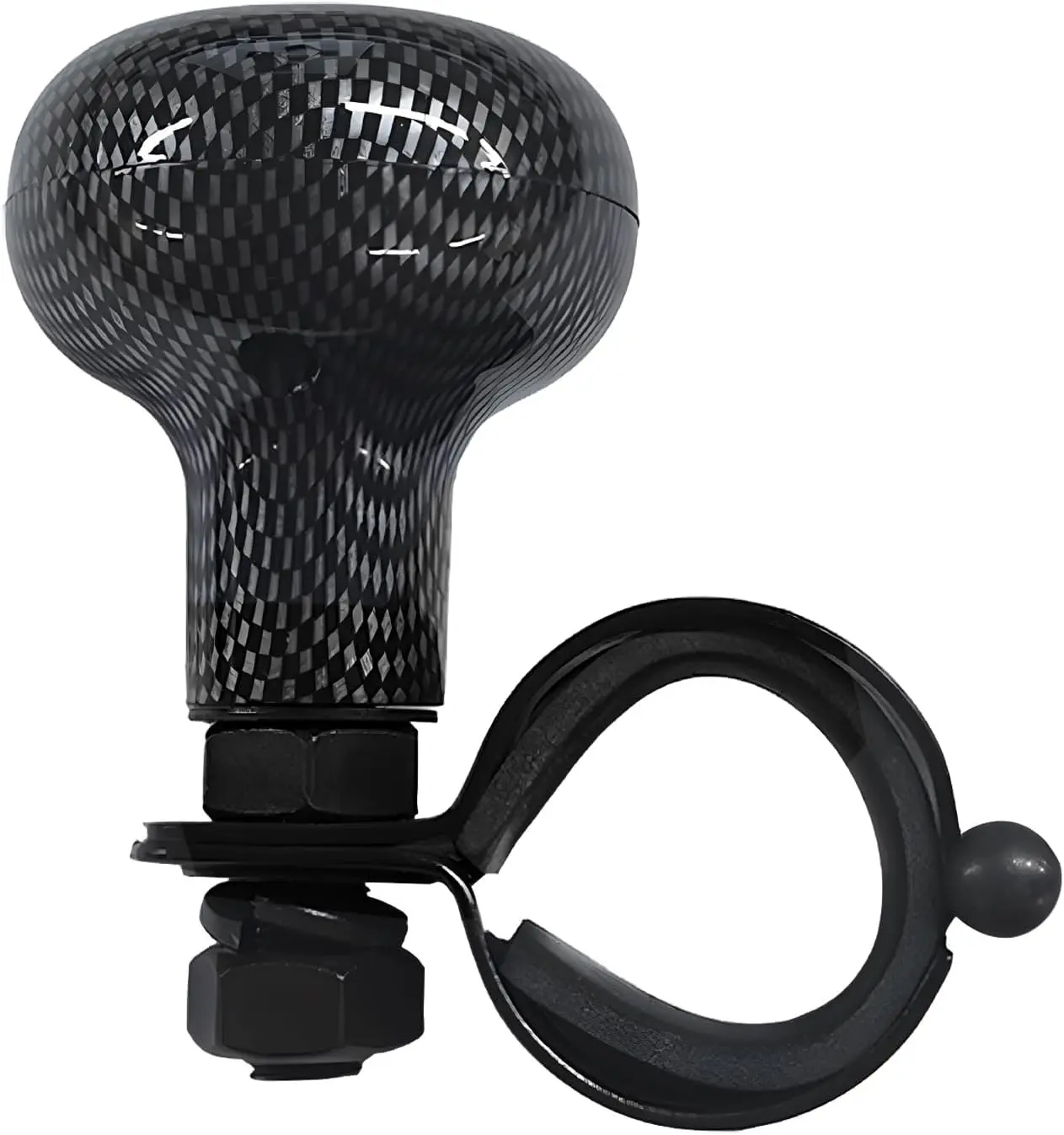 Car Woodgrain Steering Wheel Spinner Knob, Smooth Ball Shape Turning Aid Automotive Power Handle Spinner, Anti Slip Assist Knob to Control Steering Wheel for Cars (Black Carbon Fiber)