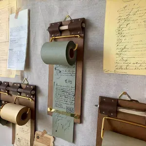 1 roll of retro reel post-it notes paper wooden post-it notes board clip (with bamboo pen) literary style can tear non-sticky blank message post-it Desk Organizer Office Stationery Supplies Desk Accessories