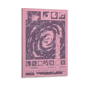 Downtown Girl Room Decor Y2k Canvas Posters Space Galaxy Pink Purple Cosmic Vintage Aesthetic Living Room Bedroom Dorm Wall Art Canvas Poster Bedroom Decor Sports Landscape Office Room Decor Gift Frames Ornaments Artistic Decoration