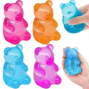 1/4pcs Gummy Bear Squish Fidget Toys Stress Balls for Kids ,Squish Sugar Ball Sensory Toys, Party Favors for Kids Squeeze Toy, Stress Relief Toy Squeeze Ball, Easter Basket Stuffers