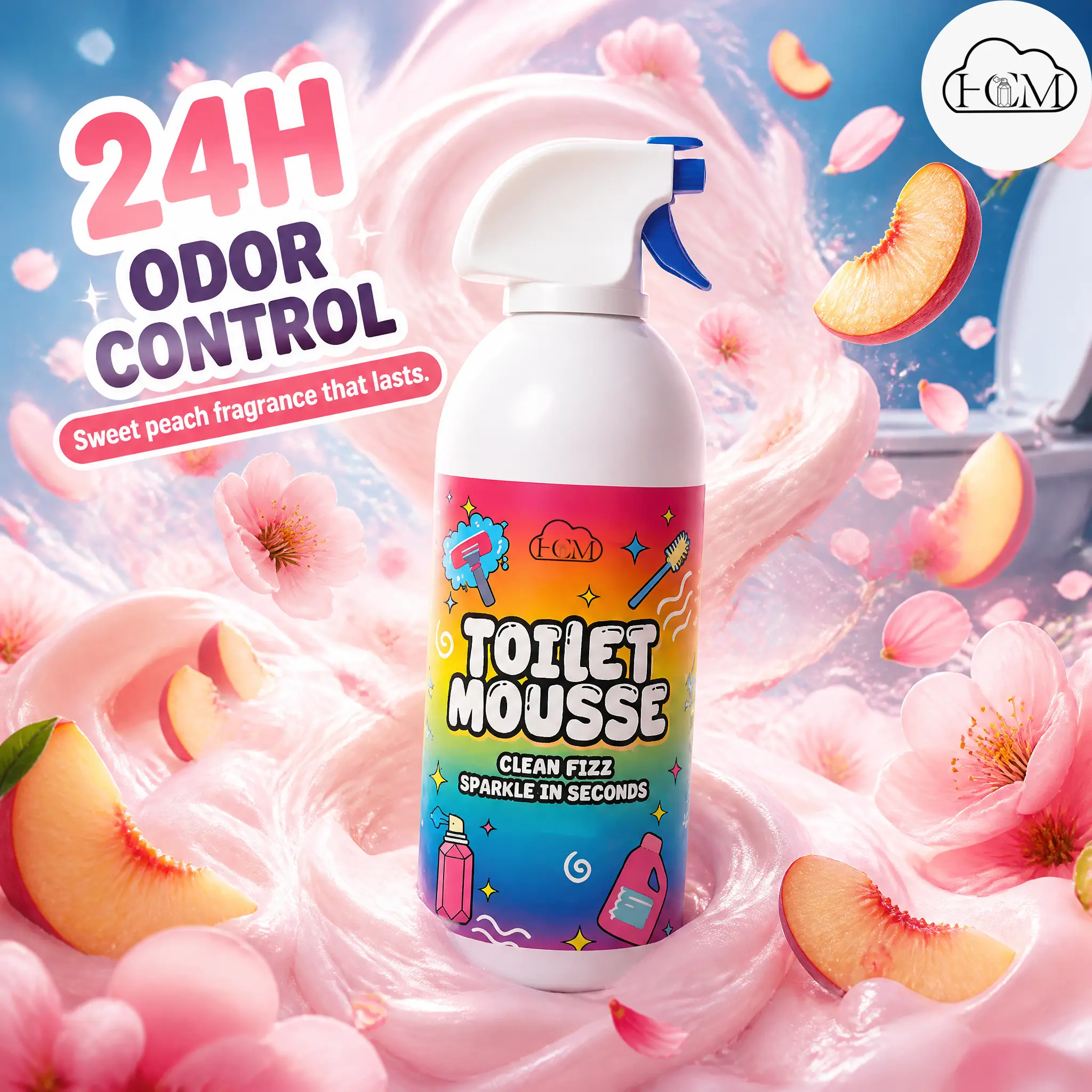HCM Large-Capacity Toilet Foam Cleaner | Family Pack for Deep Cleaning Toilets and Pipes; Bathroom Pipe Cleaning Supplies Included in Complete Package