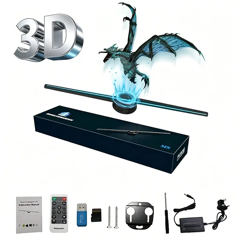 16.5 Inch 42CM 3D Hologram LED Fan Projector, Commercial Advertising Holographic Display with WiFi, Bluetooth and Remote Control, 1500 Preloaded Video Resources, Perfect Decor for Business, Bar, Halloween and Christmas