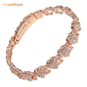 Pure Copper Bracelets for Women,Ultra Strength Magnetic Bracelet with 3800 Gauss Magnets & Sparkling Cubic Zirconia, Adjustable Charm BraceletRecommended for wrists between 7.48 inches and 9.45 inches. Elegant Bangle