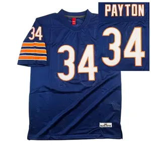 90s #34 Sewing embroidery letters and numbers Payton Outdoor sportswear Mesh Breathable Big Size S-3XL American football Jersey dark blue 1985