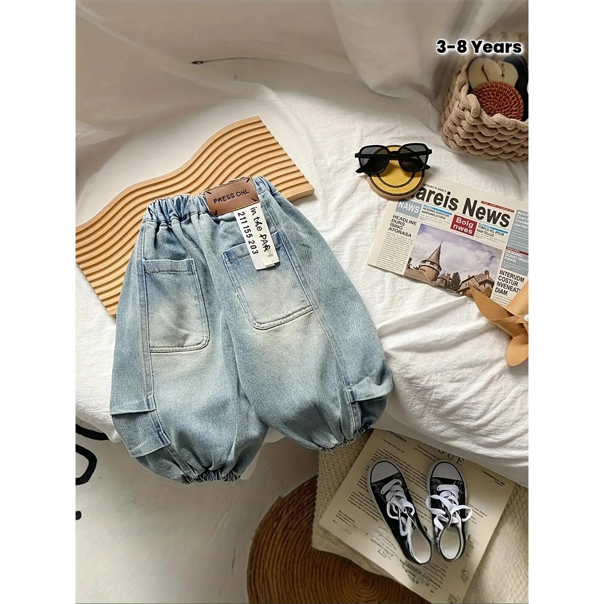Boys & Girls Casual Bell-Bottom Jeans - Wide-Leg Relaxed Fit Tapered Ankle Pants with Belt-Free Waist, Fringe-Like Hem (No-Stretch) for, All-Season Wear, Machine Washable - Western Style Outfits, Jeans Pants For Boys, Baggy Jeans, Jeans Baggy, Boys Loose