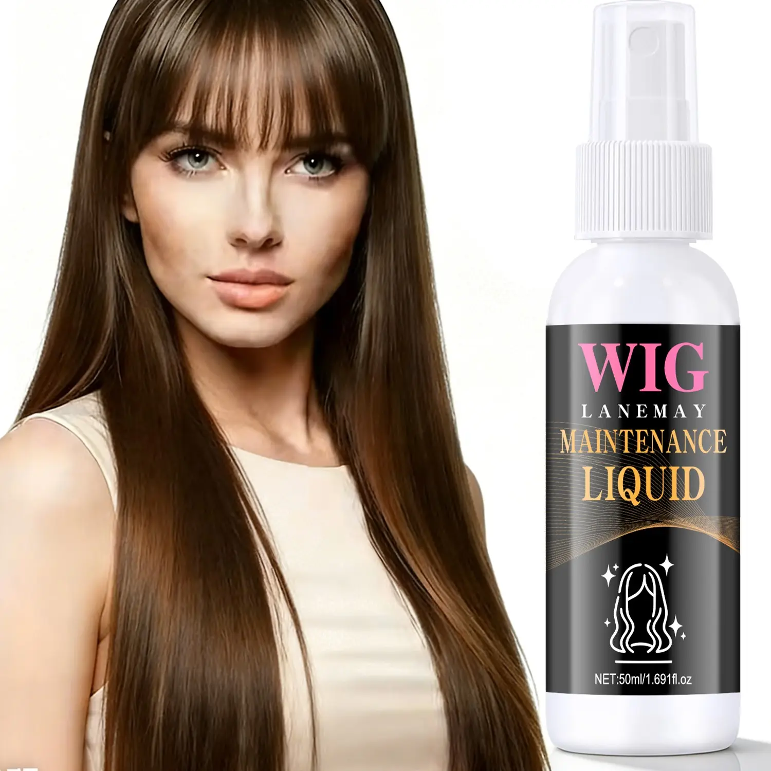 50ml Wig Hair Care Spray - Lightweight & Non-Greasy Formula - Helps Smooth Frizz & Reduce Tangles - Leaves Hair Soft and Easy to Comb - For Synthetic & Human Hair Wigs - Hold Spray Haircare Hair Products