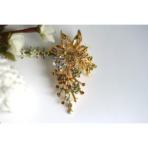 Floral Rhinestone Brooch Pin Flower Shaped Brooch Decorated With Shiny Rhinestone Clothing Lapel Pin For Women