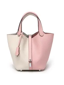✨ High-End Leather Basket Bag Colorblock Bag | Daily & Special Occasion Must-Have