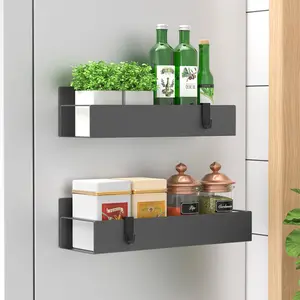 Magnetic Spice Storage Rack Organizer 2 Pack for Refrigerator and Oven Dark Gray Fridge Organizers and Storage Decor