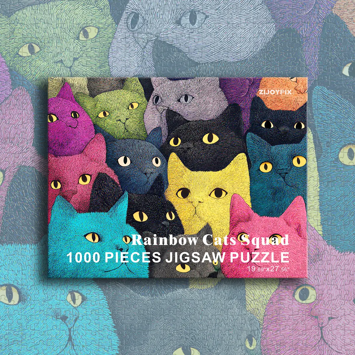 1,000-Piece Quirky Cat Jigsaw Puzzle for Adults, Vibrant Matte Art Challenge, Relaxing Hobby, Fun Cat Lover Gift