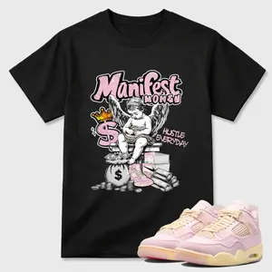 Manifest Shirt To Match 4 Pearl Pink and Iced Carmine, 4 Pearl Pink and Iced Carmine Sneaker Matching Shirt, Jordan Match Tee, Cotton Unisex Graphic T-Shirt