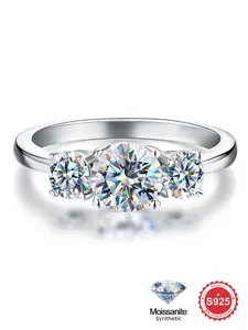 S925 Sterling Silver Synthetic Moissanite Ring, Engagement Rings, Fashion Accessories for Women & Girls, Trendy All-match & Exquisite Jewelry for Birthday Gift