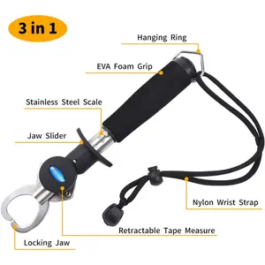1pc Stainless Steel Fish Lip Clamp Tool Featuring a Weighing Scale And Measuring Tape, Designed for Professional Use As a Fish Holder And Gripper, Capable of Handling Up to 40 Pounds.