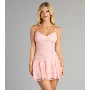 Tier Me Up Lace Ruffle Mini Dress
