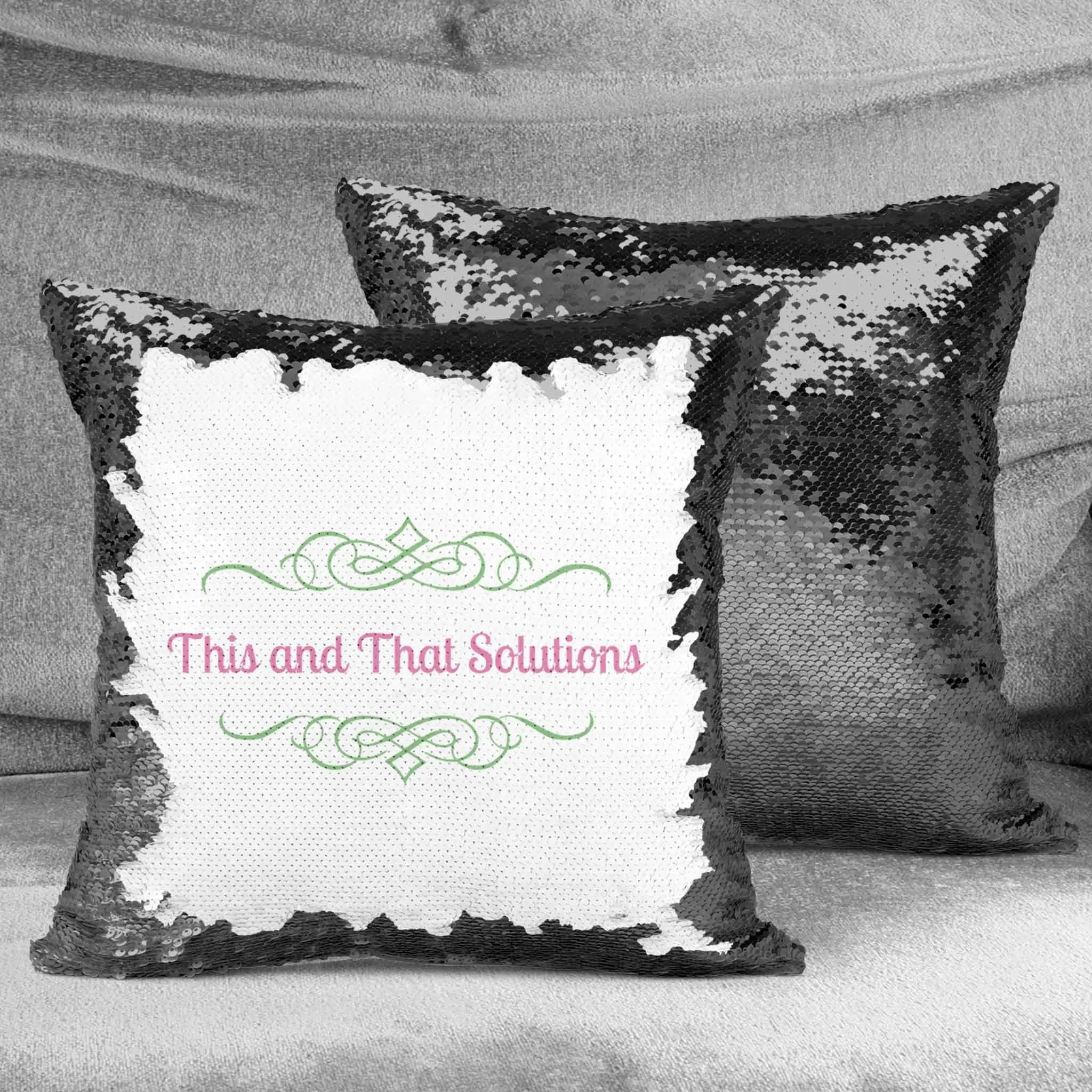 Personalized Sequin Throw Pillow | Custom Sequin Pillow | Company Logo