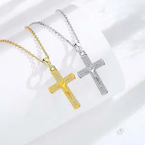 Unisex Geometric Cross Pendant Necklace, Trendy Jewelry, Modern Versatile Accessories, Clavicle Fit Stylish Chain, Fashionable Gift for Jewelry Lovers