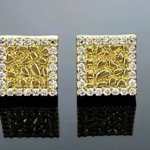 Square Nugget Stud Earrings 14mm