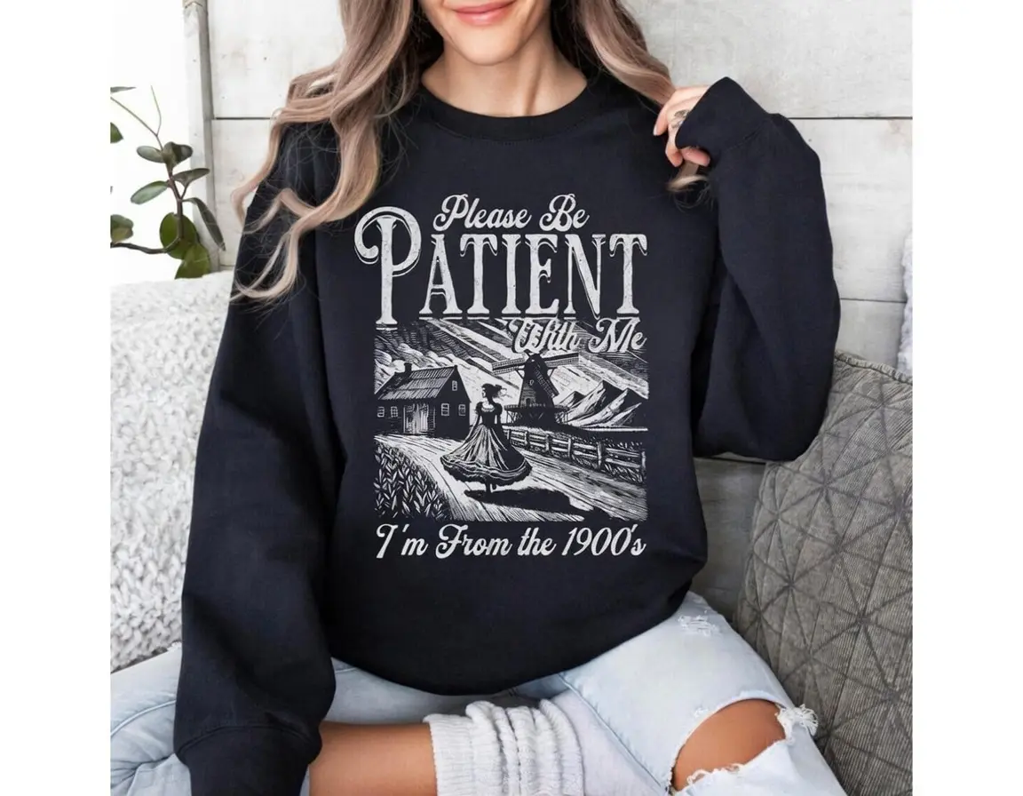 Women's Unisex Cotton Crew Neck Long Fleece Blend Sweatshirt - 1900s Quote, Funny Sarcastic Gen X Humor Graphic, Vintage Retro Design, All Season Casual Streetwear, Machine Washable