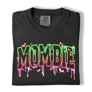 Comfort Colors Mombie Shirt, Neon Halloween Mom Graphic Tee, Spooky Mama Shirt, Halloween Gift for Moms