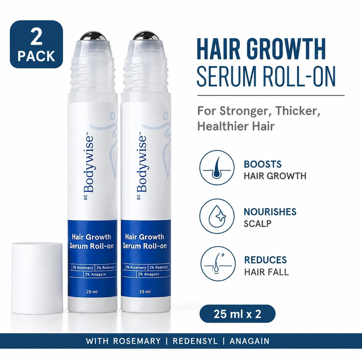 Be       Bodywise       Rosemary & Caffeine Hair Density Serum (25ml) | Thicker-Looking Hair & Hair Fall Support for Men & Women