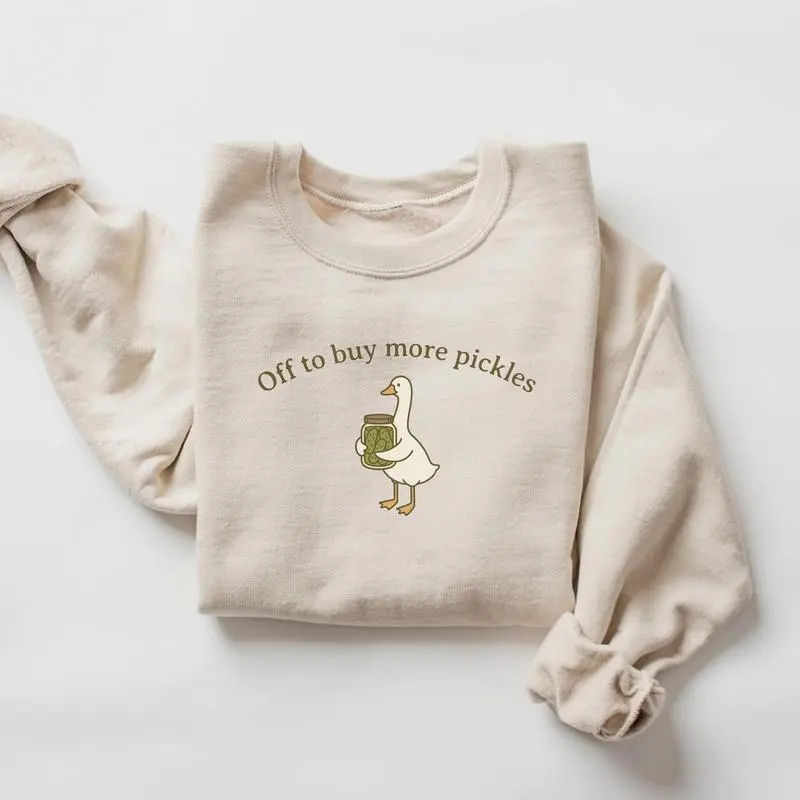 Funny Pickle Goose Sweatshirt, Pickle Lover Hoodie, Pickle Festival Shirt, Gift for Pickle Lover, Goose Pickles, Pickling Season, Comfortable Menswear & Womenswear Top-women's shirt-men's shirts-mom shirts gifts