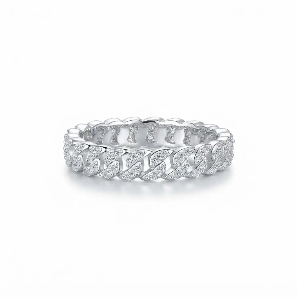 (Infinity Band) 925 Sterling Silver Synthetic Moissanite Ring