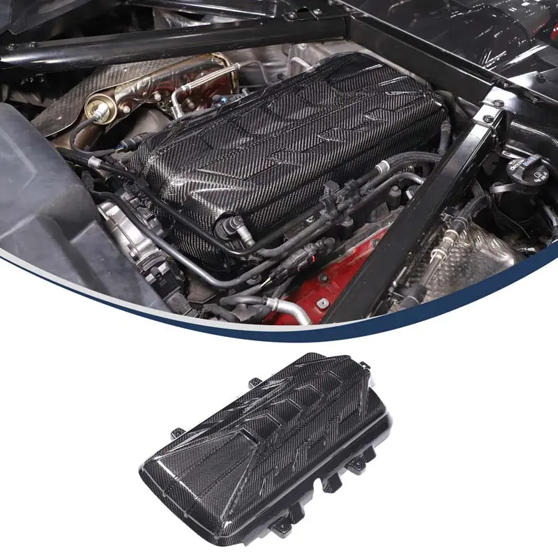 Genuine Carbon Fiber Car Engine Cover - 1-Piece Replacement Part for 2020+ Corvette C8, Luxurious Interior Decoration Upgrade, Anti-Corrosion, Scratch-Hiding, Fadesafe Finish, Perfect Fit