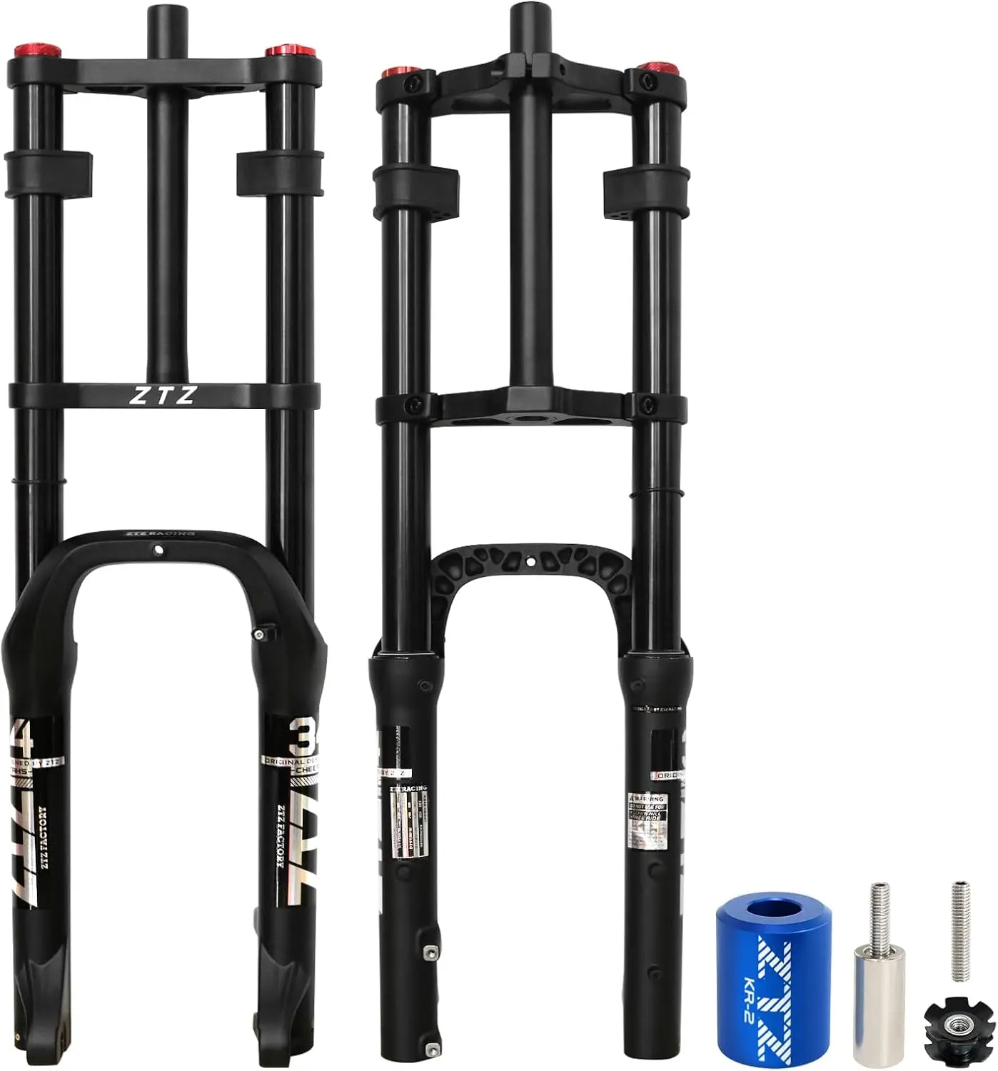 Tire Bike Air Suspension Fork, 20 Inch 4.0, 180mm Travel, 135mm Hub Spacing, Straight Tube MTB Manual Lockout QR 9mm, Double Shoulder Bicycle Front Forks for Fat Snow Beach E-Bike