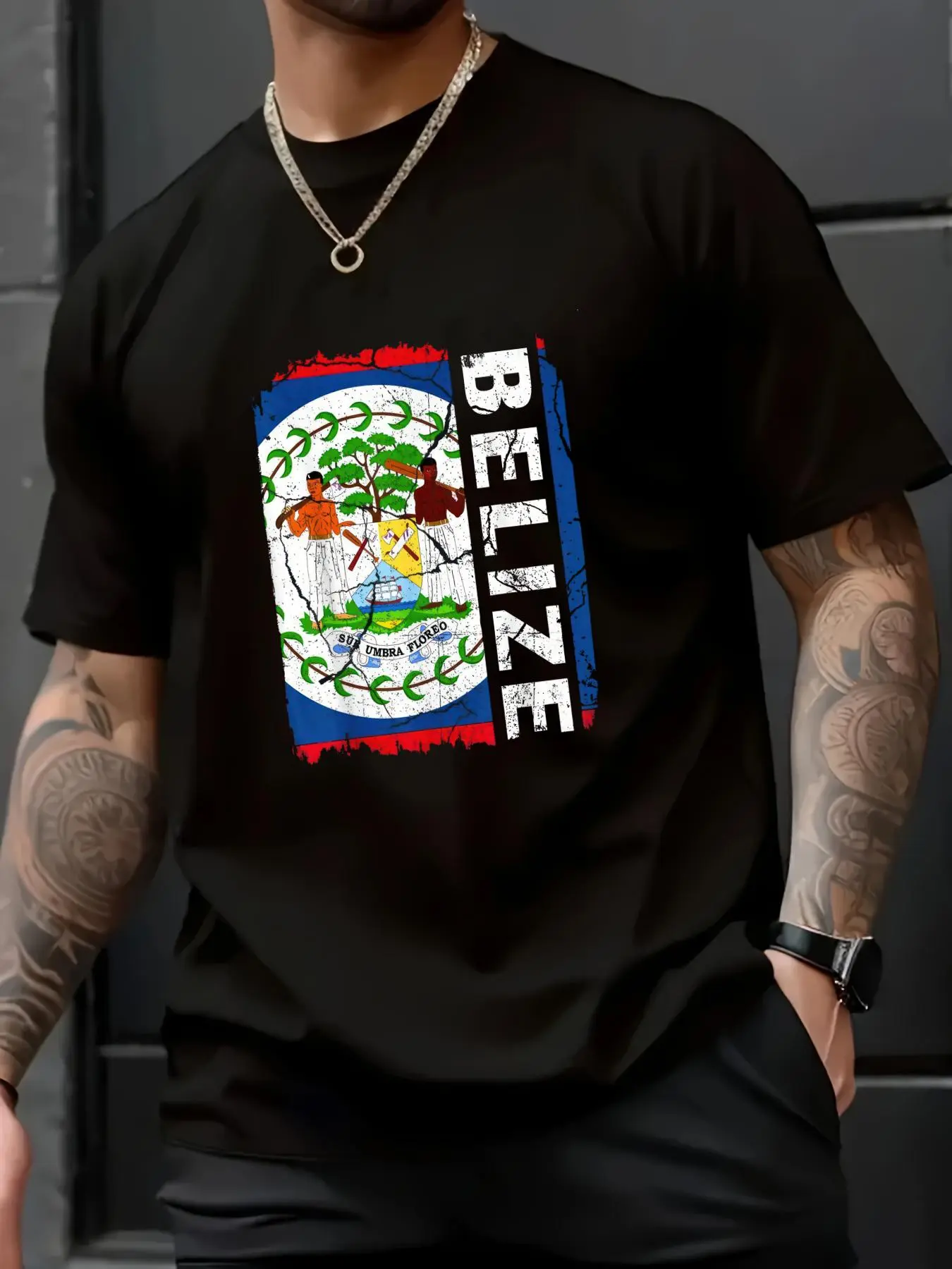 100% Cotton Vintage Belizean Flag Belize Pride Roots Heritage T-Shirt Cotton Shirt, Graphic Tees Men,Summer Tops