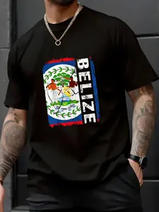 100% Cotton Vintage Belizean Flag Belize Pride Roots Heritage T-Shirt Cotton Shirt, Graphic Tees Men,Summer Tops