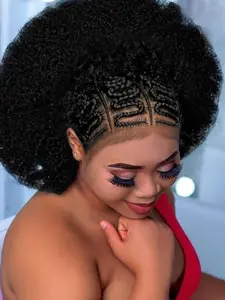 Women's Afro Braid Short Wig, Headband Wig, Breathable Lace Front Wig with Unique Style, Perfect for Daily Wear & Special Occasions