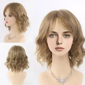Blonde Wavy Short Bob Wig with Bangs for Daily Elegance