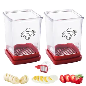 Fruit Slicer and Chopper Set, Vegetable Fruit Cutter, Vegetable Fruit Utensils, Cup Slicer for Strawberries, Grapes, Bananas, Mushrooms, Compact Kitchen Tool, 2 Pieces