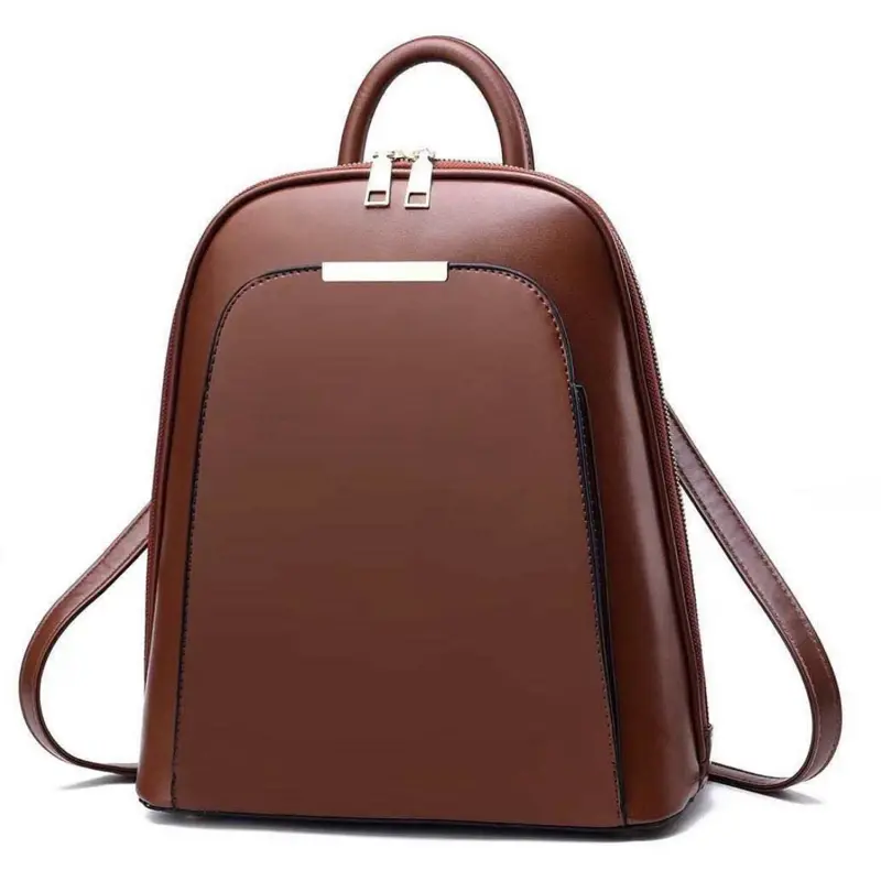 Women's Leather Backpack -Travel Bag in Black & Red with Top Handle and Front Pocket outdoor backpack