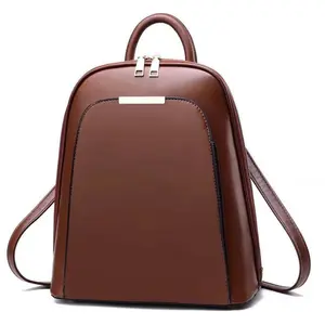 Women's Leather Backpack -Travel Bag in Black & Red with Top Handle and Front Pocket outdoor backpack