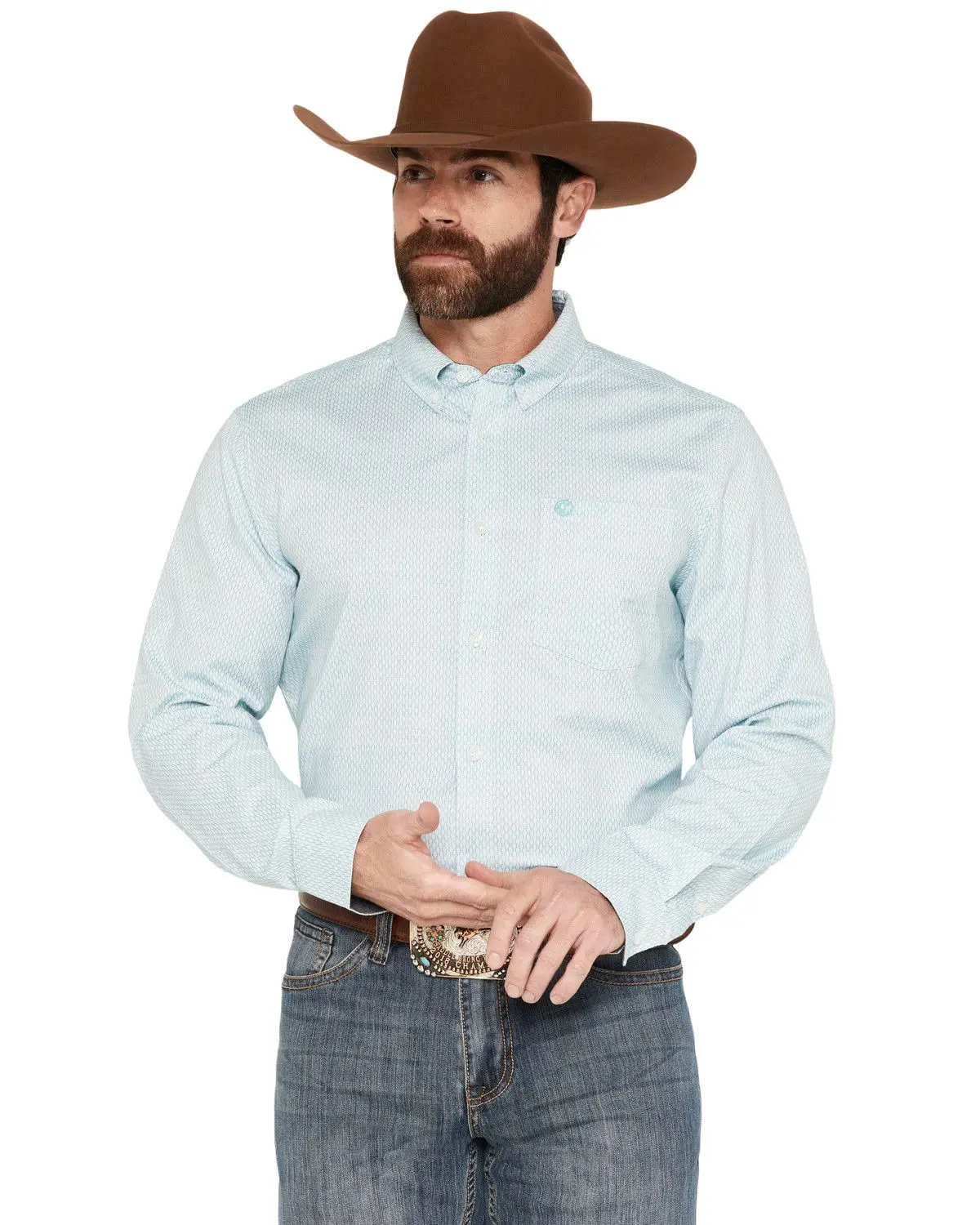 Cody James Men's Men'S Trophy Geo Print Long Sleeve Button-Down Stretch - Cjsu26w38-Tel