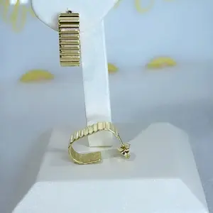 Retro Hoop Earrings #017 - 14k Laminated Gold Hypoallergenic 3 Layer Protection Daily Wear Earrings for Sensitive Ears