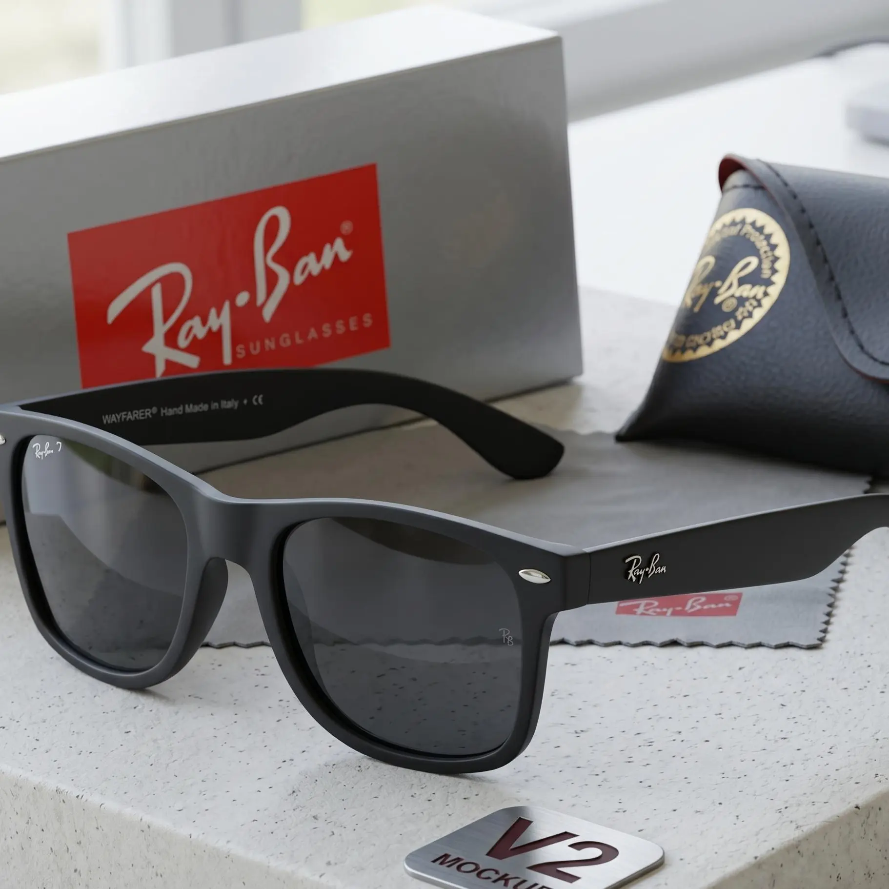 RB2140 Original Wayfarer Sunglasses, Classic Vintage Square Frame Designer Style Eyewear